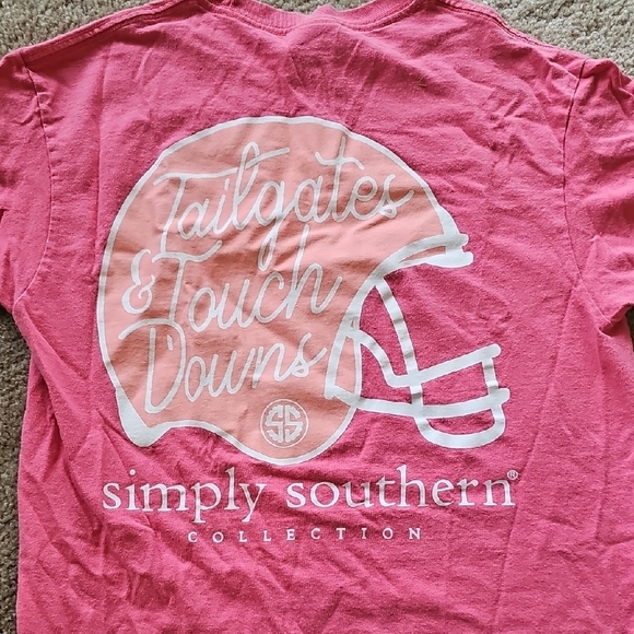 Simply Southern Tailgates & Touch Downs Coral Tee Size SMALL - Picture 3 of 4